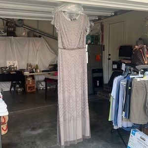 Adrianna Papell Blouson Beaded Gown Org. $209 US Size 8 Color Lead